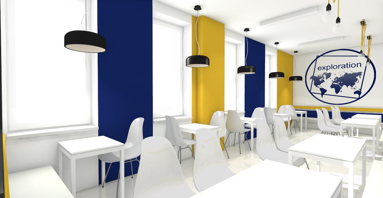 colorful and modern dining room at da vinci high school